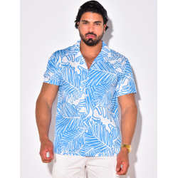 Chemise manches courtes à motifs feuilles Chemise manches courtes à motifs feuilles