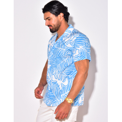 Chemise manches courtes à motifs feuilles Chemise manches courtes à motifs feuilles