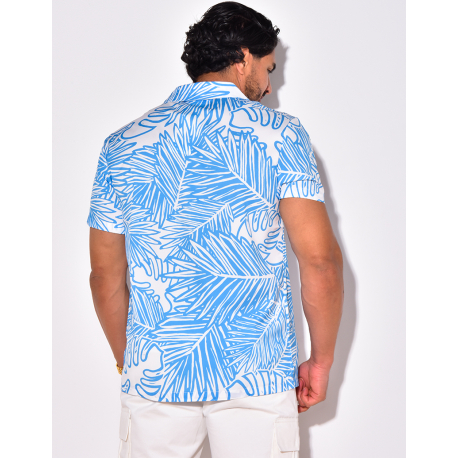 Chemise manches courtes à motifs feuilles Chemise manches courtes à motifs feuilles