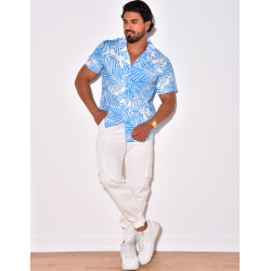 Chemise manches courtes à motifs feuilles Chemise manches courtes à motifs feuilles