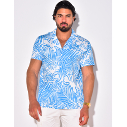 Chemise manches courtes à motifs feuilles Chemise manches courtes à motifs feuilles