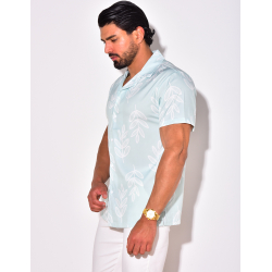 Chemise manches courtes à motifs feuilles Chemise manches courtes à motifs feuilles