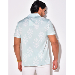 Chemise manches courtes à motifs feuilles Chemise manches courtes à motifs feuilles