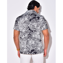 Chemise manches courtes à motifs feuilles Chemise manches courtes à motifs feuilles