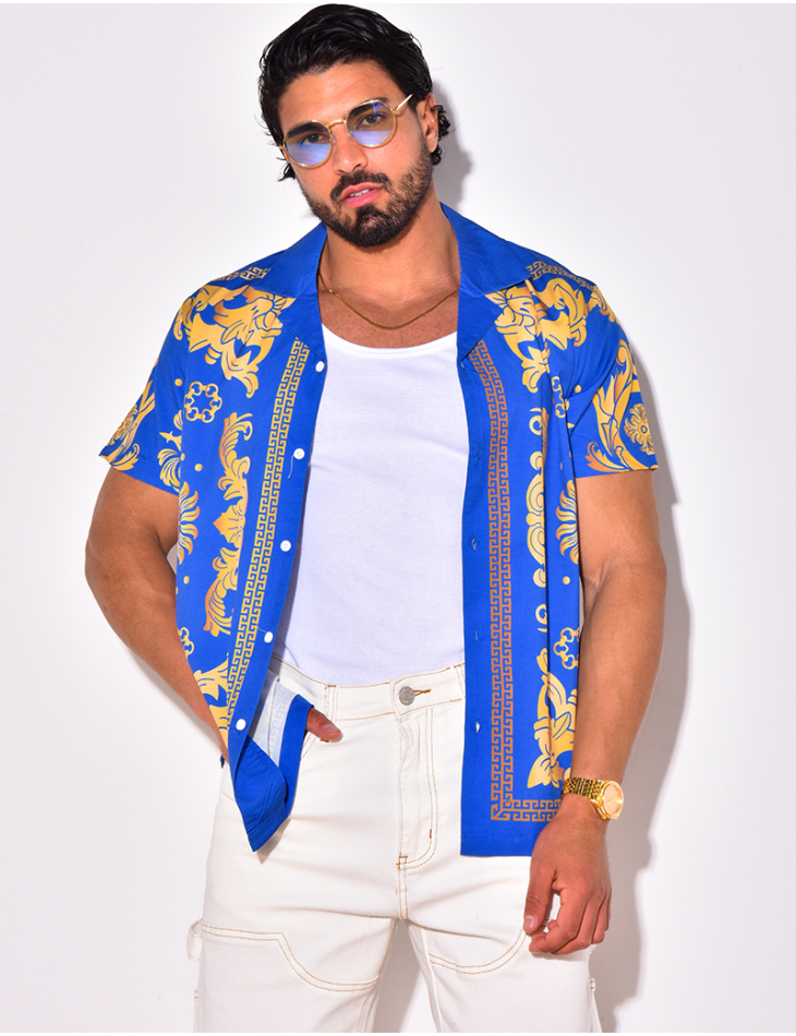 Chemise manches courtes à motifs baroque Chemise manches courtes à motifs baroque