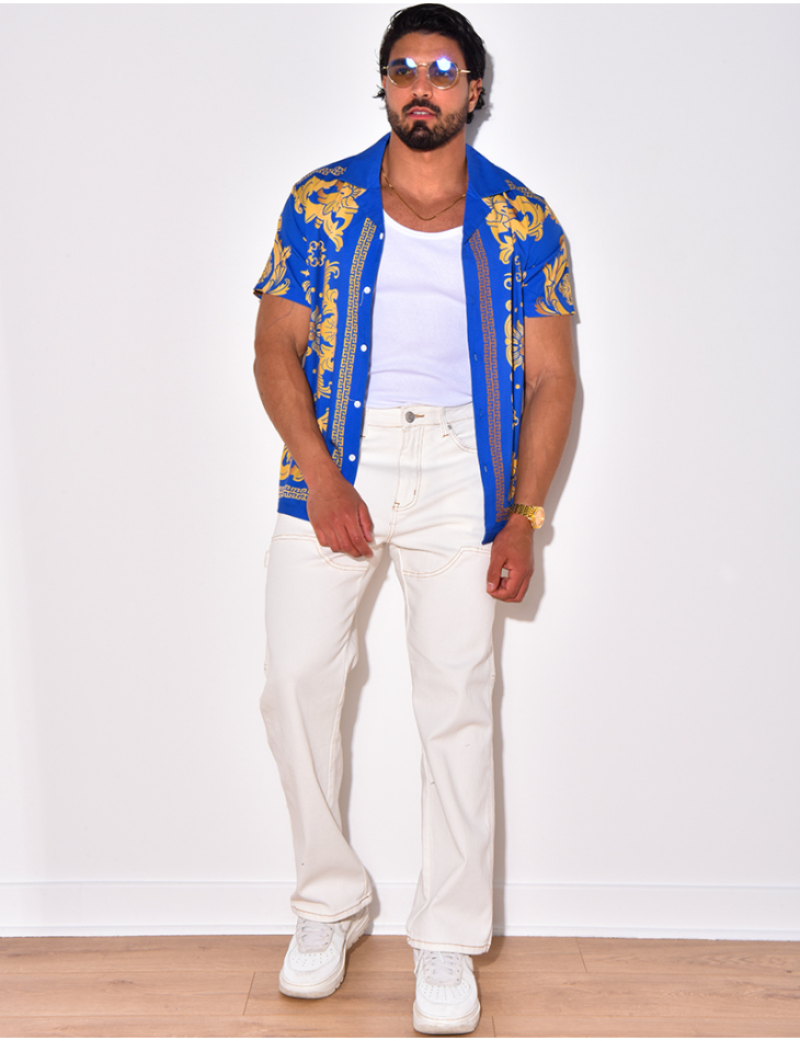 Chemise manches courtes à motifs baroque Chemise manches courtes à motifs baroque