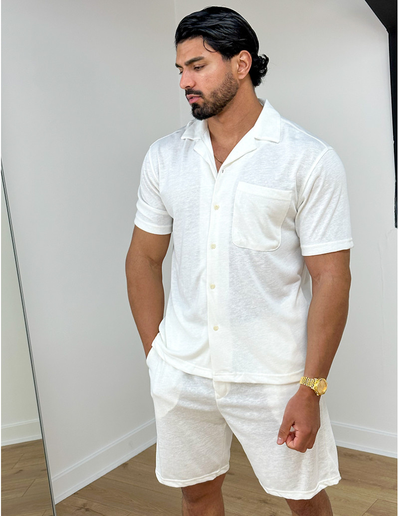 Ensemble chemise et short chiné