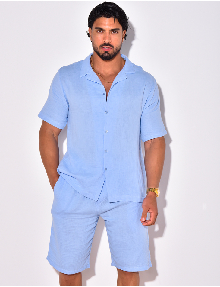 Ensemble short et chemise en coton