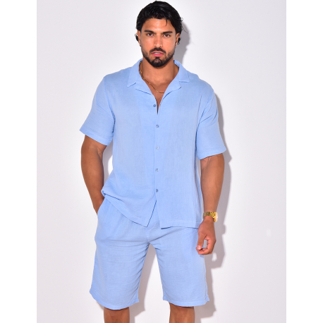 Ensemble short et chemise en coton