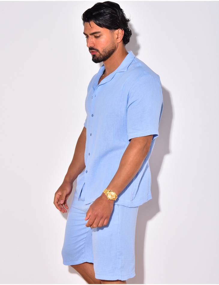 Ensemble short et chemise en coton