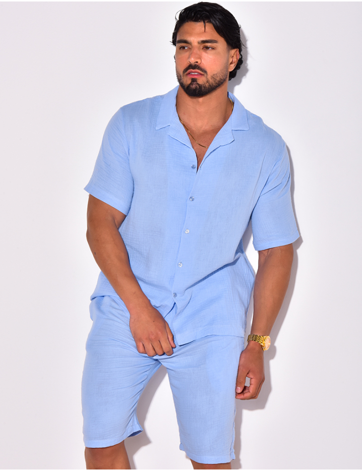Ensemble short et chemise en coton