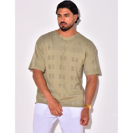 T-shirt uni ajouré T-shirt uni ajouré