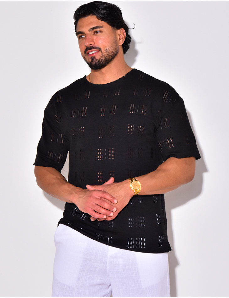 T-shirt uni ajouré T-shirt uni ajouré