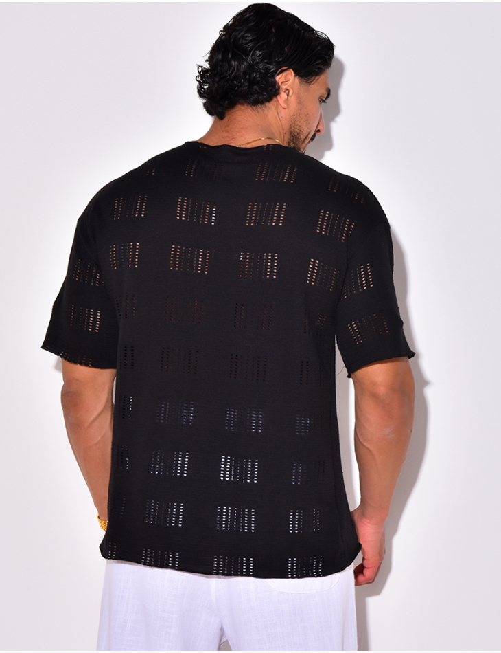 T-shirt uni ajouré T-shirt uni ajouré