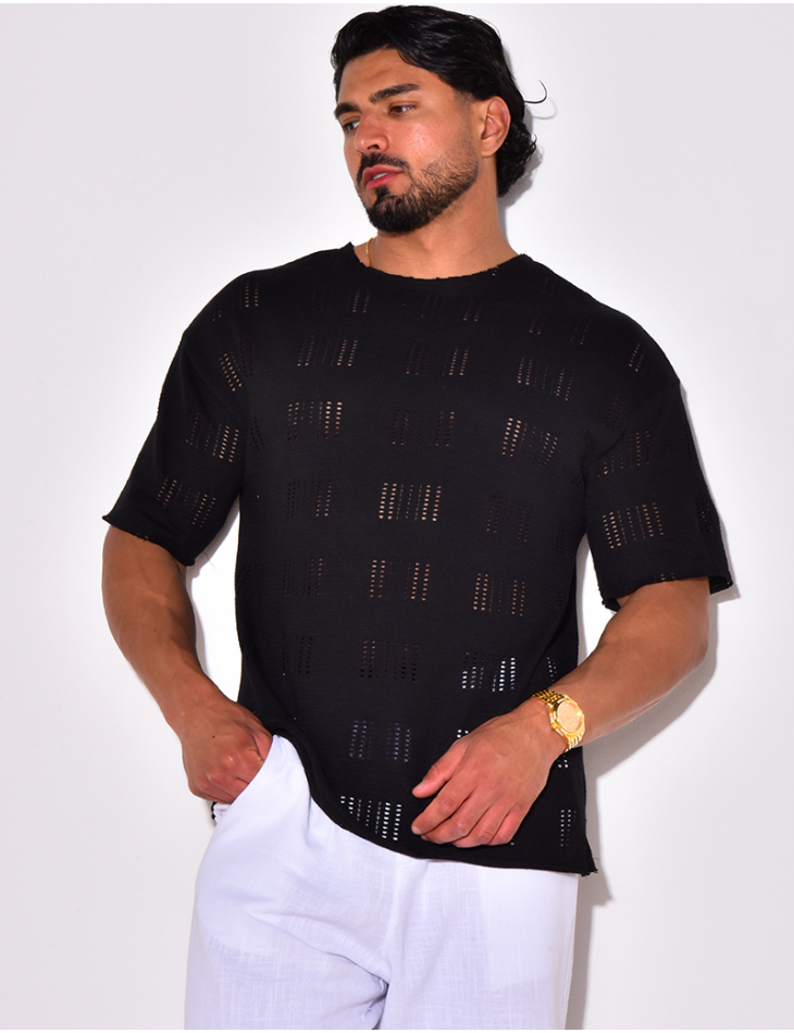 T-shirt uni ajouré T-shirt uni ajouré