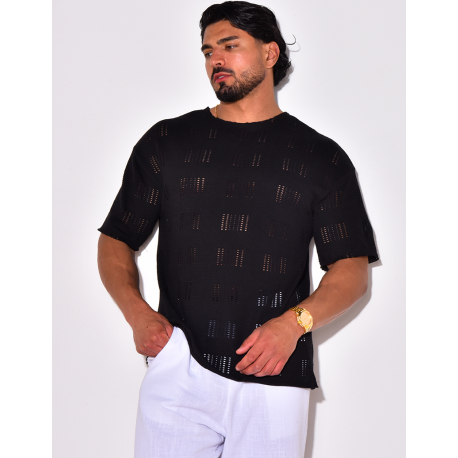 T-shirt uni ajouré T-shirt uni ajouré