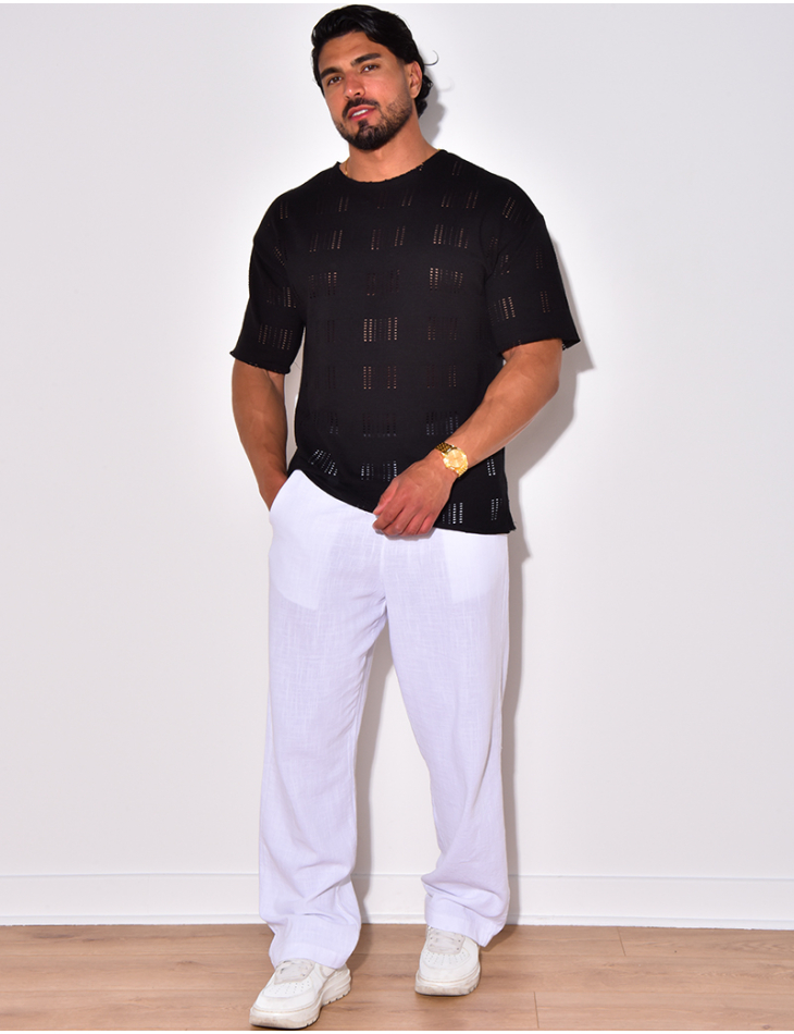 T-shirt uni ajouré T-shirt uni ajouré