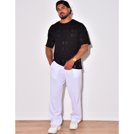 T-shirt uni ajouré T-shirt uni ajouré