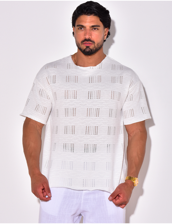T-shirt uni ajouré T-shirt uni ajouré