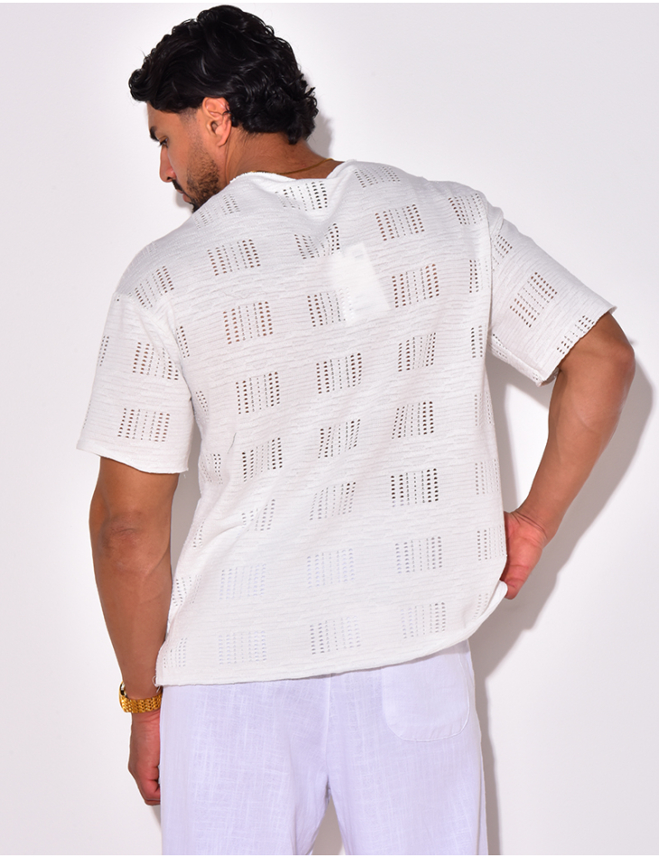 T-shirt uni ajouré T-shirt uni ajouré