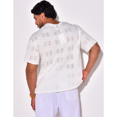 T-shirt uni ajouré T-shirt uni ajouré