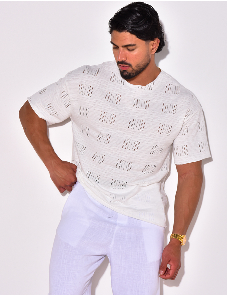 T-shirt uni ajouré T-shirt uni ajouré
