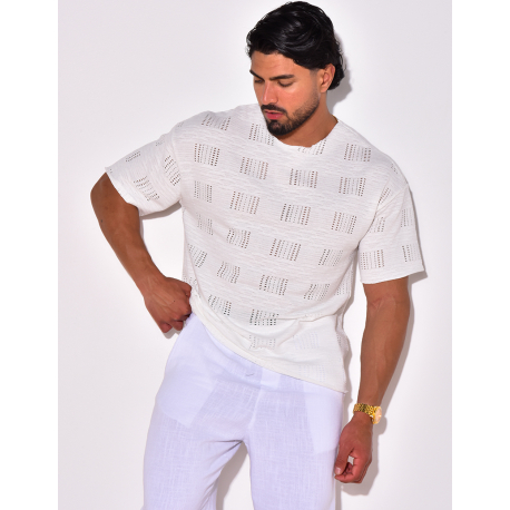 T-shirt uni ajouré T-shirt uni ajouré
