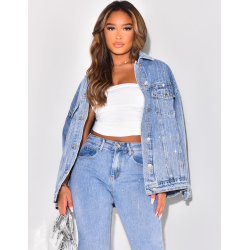 Veste en jeans à strass recto/verso