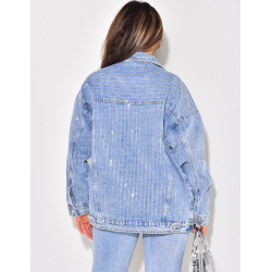 Veste en jeans à strass recto/verso