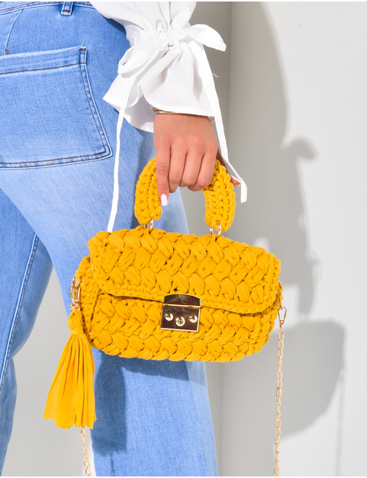 Petit sac tresse a pompom