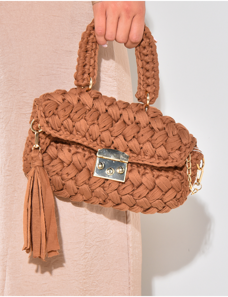 Petit sac tresse a pompom