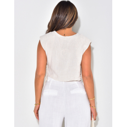 Crop top à épaulettes à nouer sur les côtés