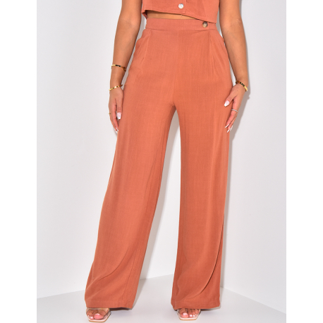 Pantalon en lin coupe droite