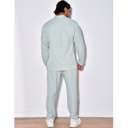 Ensemble plissé pantalon à couture apparente et chemise à boutons pressions Ensemble plissé pantalon à couture apparente et chemise à boutons pressions