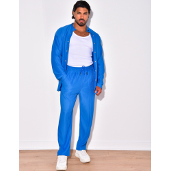 Ensemble plissé pantalon à couture apparente et chemise à boutons pressions Ensemble plissé pantalon à couture apparente et chemise à boutons pressions