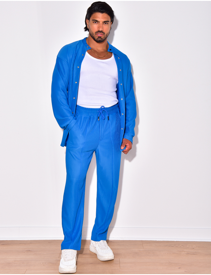 Ensemble plissé pantalon à couture apparente et chemise à boutons pressions Ensemble plissé pantalon à couture apparente et chemise à boutons pressions