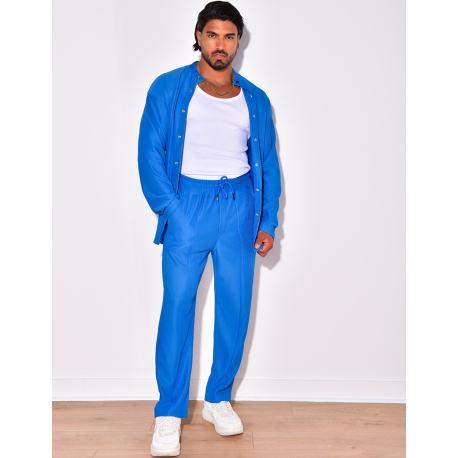 Ensemble plissé pantalon à couture apparente et chemise à boutons pressions Ensemble plissé pantalon à couture apparente et chemise à boutons pressions