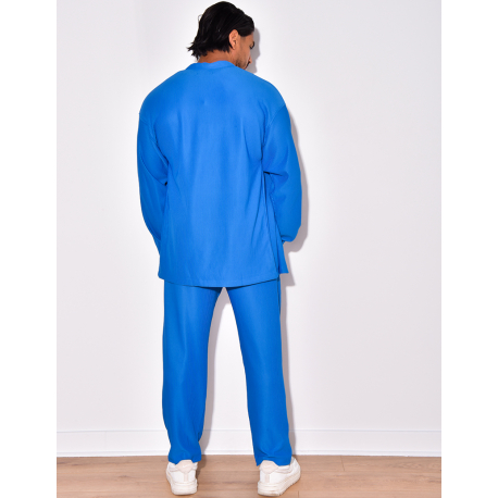 Ensemble plissé pantalon à couture apparente et chemise à boutons pressions Ensemble plissé pantalon à couture apparente et chemise à boutons pressions