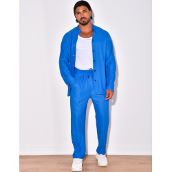 Ensemble plissé pantalon à couture apparente et chemise à boutons pressions Ensemble plissé pantalon à couture apparente et chemise à boutons pressions