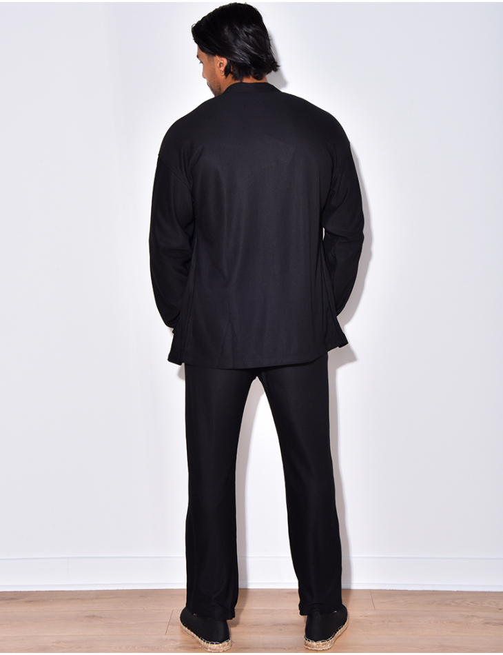 Ensemble plissé pantalon à couture apparente et chemise à boutons pressions Ensemble plissé pantalon à couture apparente et chemise à boutons pressions