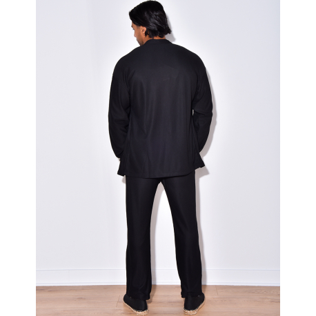 Ensemble plissé pantalon à couture apparente et chemise à boutons pressions Ensemble plissé pantalon à couture apparente et chemise à boutons pressions