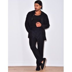 Ensemble plissé pantalon à couture apparente et chemise à boutons pressions Ensemble plissé pantalon à couture apparente et chemise à boutons pressions