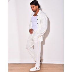 Ensemble plissé pantalon à couture apparente et chemise à boutons pressions Ensemble plissé pantalon à couture apparente et chemise à boutons pressions