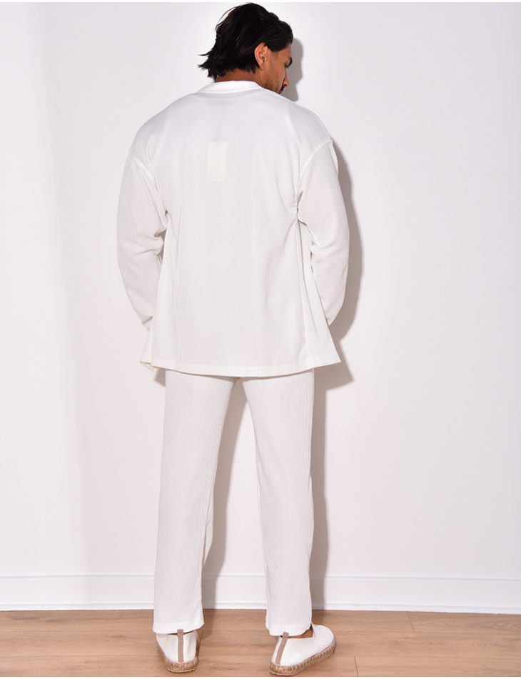 Ensemble plissé pantalon à couture apparente et chemise à boutons pressions Ensemble plissé pantalon à couture apparente et chemise à boutons pressions