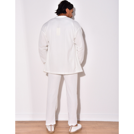 Ensemble plissé pantalon à couture apparente et chemise à boutons pressions Ensemble plissé pantalon à couture apparente et chemise à boutons pressions