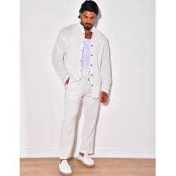 Ensemble plissé pantalon à couture apparente et chemise à boutons pressions Ensemble plissé pantalon à couture apparente et chemise à boutons pressions