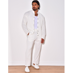 Ensemble plissé pantalon à couture apparente et chemise à boutons pressions Ensemble plissé pantalon à couture apparente et chemise à boutons pressions