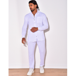 Ensemble en lin , chemise manches longues à poches et pantalon Ensemble en lin , chemise manches longues à poches et pantalon