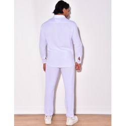 Ensemble en lin , chemise manches longues à poches et pantalon Ensemble en lin , chemise manches longues à poches et pantalon