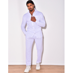 Ensemble en lin , chemise manches longues à poches et pantalon Ensemble en lin , chemise manches longues à poches et pantalon